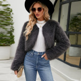 F0588 European and American Cross-Border 2023 Fashion Casual Women's Faux Fur Coat Women's Fur Short Jacket Cheng Juan