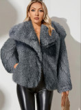 European and American Cross-Border Women's Fashion Autumn Winter New Faux Fur Coat Women's Short Woolen Coat F0865