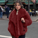 European and American Cross-Border Women's Fashion Autumn Winter New Faux Fur Coat Women's Short Woolen Coat F0865