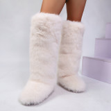 2025 New High Boots Knee-High Snow Boots for Women Warm Faux Fox Fur Boots Y2K Fur Boots