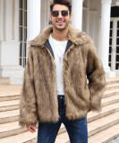 F0641 Cross-Border European and American Men's Lapel Short Imitation Fur Jacket Warm Coat Overcoat