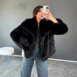 European and American Cross-Border Women's Fashion Autumn Winter New Faux Fur Coat Women's Short Woolen Coat F0865