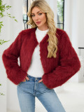 F0588 European and American Cross-Border 2023 Fashion Casual Women's Faux Fur Coat Women's Fur Short Jacket Cheng Juan