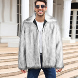 F0641 Cross-Border European and American Men's Lapel Short Imitation Fur Jacket Warm Coat Overcoat