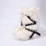 Hot Girl Sexy High Tube Long Boots Snow Boots 2025 New Cross Belt Buckle Fur Long Boots