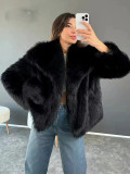 European and American Cross-Border Women's Fashion Autumn Winter New Faux Fur Coat Women's Short Woolen Coat F0865