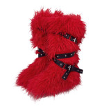 European and American Style Furry Snow Boots for Women Winter 2025 New Warm High Tube Cross Strap Rivet Non-Slip Cotton Shoes