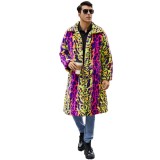 F0796 Foreign Trade Autumn Winter European Size Plus Size Men's Faux Fur Coat Long Plush Windbreaker