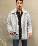 F0641 Cross-Border European and American Men's Lapel Short Imitation Fur Jacket Warm Coat Overcoat