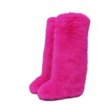 2025 New High Boots Knee-High Snow Boots for Women Warm Faux Fox Fur Boots Y2K Fur Boots