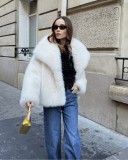 European and American Cross-Border Women's Fashion Autumn Winter New Faux Fur Coat Women's Short Woolen Coat F0865