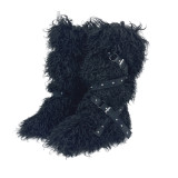 European and American Style Furry Snow Boots for Women Winter 2025 New Warm High Tube Cross Strap Rivet Non-Slip Cotton Shoes