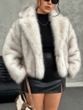 European and American Style Faux Fox Fur Coat New Winter Thickened Warm Long Sleeve Short Fur Coat In Stock