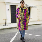 F0796 Foreign Trade Autumn Winter European Size Plus Size Men's Faux Fur Coat Long Plush Windbreaker