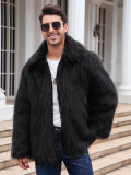 F0641 Cross-Border European and American Men's Lapel Short Imitation Fur Jacket Warm Coat Overcoat