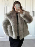 European and American Cross-Border Women's Fashion Autumn Winter New Faux Fur Coat Women's Short Woolen Coat F0865