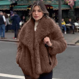 European and American Cross-Border Women's Fashion Autumn Winter New Faux Fur Coat Women's Short Woolen Coat F0865