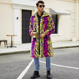F0796 Foreign Trade Autumn Winter European Size Plus Size Men's Faux Fur Coat Long Plush Windbreaker