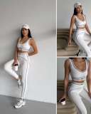 New high-waisted long pants sports fitness European and American casual cross-border outfit, cropped yoga/gym wear, yoga set