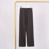 LULU Nude Feel High-Waisted Drawstring Straight Pants for Women, Loose Slimming Long Pants, Yoga Sports Fitness Pants, Casual Versatile