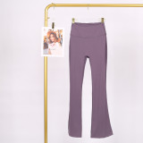 LULU high-waisted flared pants for women, high elasticity, slimming, brushed fabric, naked feel, suitable for sports, fitness, and yoga, can be worn outside in spring and autumn