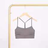 LULU Y-shaped sports tank top for women with chest pads, sexy thin underwear with beautiful back design, fitness yoga top with straps for spring and summer