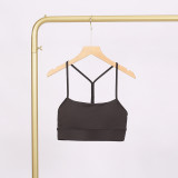 LULU Y-shaped sports tank top for women with chest pads, sexy thin underwear with beautiful back design, fitness yoga top with straps for spring and summer