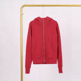 LULU Yoga Wear Full-Zip Loose Hoodie Sweatshirt with Gold Label, Casual Loose Short Fleece-Lined Sweatshirt