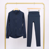 LULU DF Stand Collar Jacket Nine-Point Set Zipper Slim Fit Jacket Stretchy Quick-Dry Tight Fitness Yoga Wear
