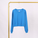 LULU (in stock) Yoga wear air-layer short round-neck sweatshirt, high elasticity, loose fit, sports OVZ short long-sleeve