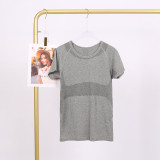 LULU 1.0 High Elasticity Sports Round Neck Short Sleeve Women's Quick-Dry Tight Top Running Training T-Shirt Yoga Wear for Women