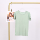 LULU 1.0 High Elasticity Sports Round Neck Short Sleeve Women's Quick-Dry Tight Top Running Training T-Shirt Yoga Wear for Women
