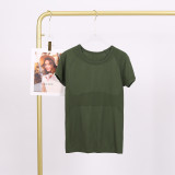 LULU 1.0 High Elasticity Sports Round Neck Short Sleeve Women's Quick-Dry Tight Top Running Training T-Shirt Yoga Wear for Women
