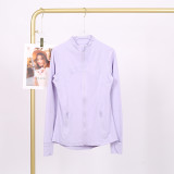 LULU DF Steel Seal Stand Collar Jacket for Women, Slim Fit Stand Collar Stretch Jacket with Gold Zipper, Fitness Yoga Wear for Women