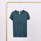 LULU 1.0 (logo) High Elasticity Sports Round Neck Short Sleeve Women's Quick-Dry Tight Running T-Shirt Yoga Wear for Women