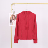 LULU In-Stock Hooded Jacket Running Yoga Coat Sports Slim Fit Zipper Cardigan Fitness Top for Women