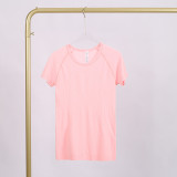 LULU 1.0 (logo) High Elasticity Sports Round Neck Short Sleeve Women's Quick-Dry Tight Running T-Shirt Yoga Wear for Women