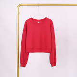 LULU (in stock) Yoga wear air-layer short round-neck sweatshirt, high elasticity, loose fit, sports OVZ short long-sleeve