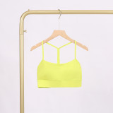 LULU Y-shaped sports tank top for women with chest pads, sexy thin underwear with beautiful back design, fitness yoga top with straps for spring and summer