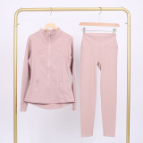 LULU DF Stand Collar Jacket Nine-Point Set Zipper Slim Fit Jacket Stretchy Quick-Dry Tight Fitness Yoga Wear