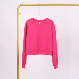 LULU (in stock) Yoga wear air-layer short round-neck sweatshirt, high elasticity, loose fit, sports OVZ short long-sleeve