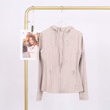 LULU In-Stock Hooded Jacket Running Yoga Coat Sports Slim Fit Zipper Cardigan Fitness Top for Women
