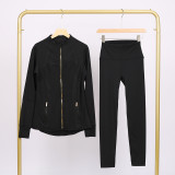 LULU DF Stand Collar Jacket Nine-Point Set Zipper Slim Fit Jacket Stretchy Quick-Dry Tight Fitness Yoga Wear