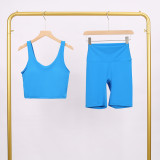 LULU Deep U Sports Tank Top and Shorts Set, Barely-there Feel Bra, Shockproof and Supportive Yoga Top for Women, Short Style