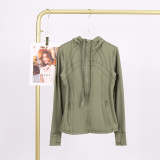 LULU In-Stock Hooded Jacket Running Yoga Coat Sports Slim Fit Zipper Cardigan Fitness Top for Women