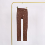 LULU Nude Feel Yoga Pants Peach Butt-Lifting Pants Fitness Long Pants Elastic Nine-Point Pants Golden Starry Pattern Versatile for Women