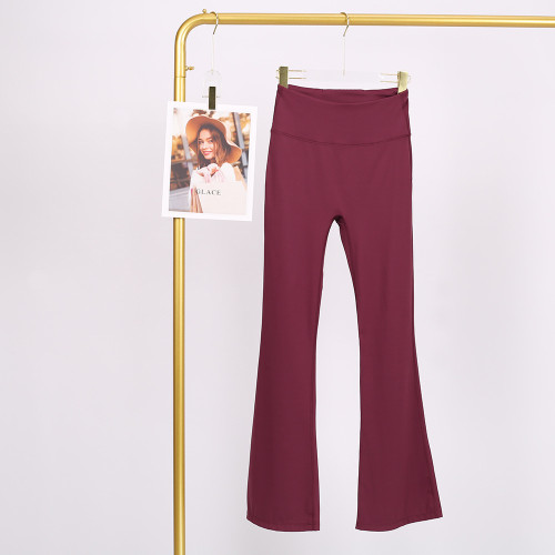 LULU high-waisted flared pants for women, high elasticity, slimming, brushed fabric, naked feel, suitable for sports, fitness, and yoga, can be worn outside in spring and autumn