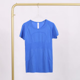 LULU 1.0 (logo) High Elasticity Sports Round Neck Short Sleeve Women's Quick-Dry Tight Running T-Shirt Yoga Wear for Women