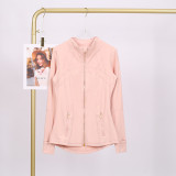 LULU DF Steel Seal Stand Collar Jacket for Women, Slim Fit Stand Collar Stretch Jacket with Gold Zipper, Fitness Yoga Wear for Women