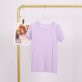 LULU 1.0 High Elasticity Sports Round Neck Short Sleeve Women's Quick-Dry Tight Top Running Training T-Shirt Yoga Wear for Women